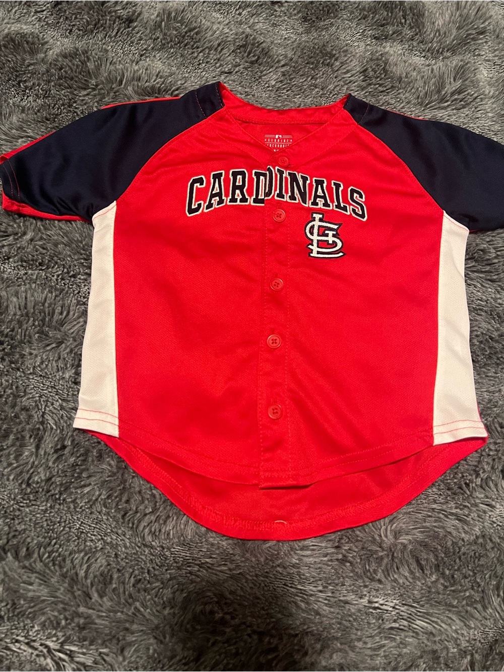 MLB Cardinals Red Jersey with Navy Sleeves and White Panels